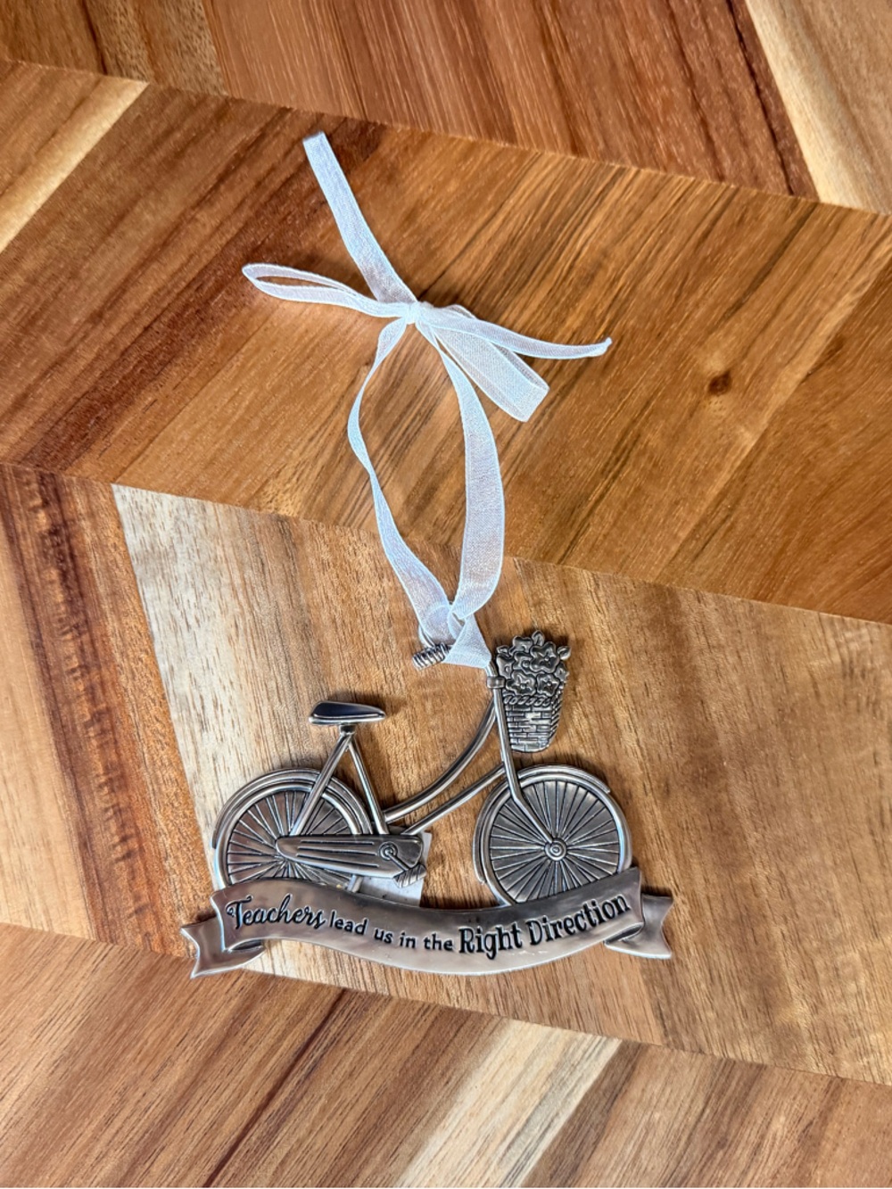 GANZ Silver Bicycle with Flower Basket Teacher Appreciation Ornament